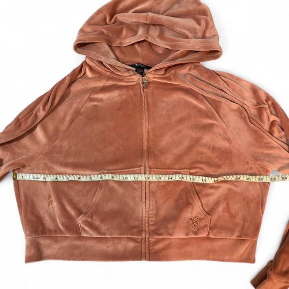 Victoria’s Secret On Point Peachy Pink Velour Zip Up Hoodie Size Medium - Picture 5 of 6
